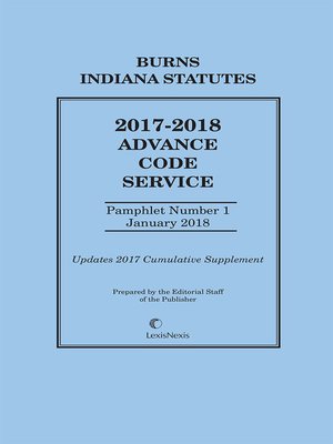 cover image of Burns Indiana Advance Code Service